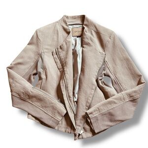 Blank NYC Beige Tan Moto-Style Jacket – Size Large